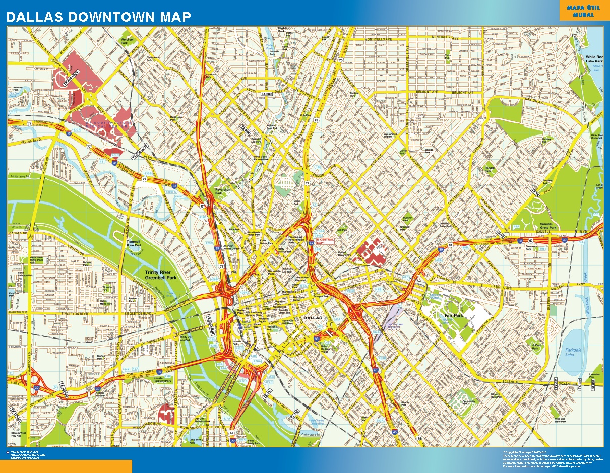 Mapa Dallas Downtown Plastificado Gigante 1 Mapas Para Chile De Pared Murales 4448