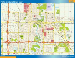 Mapa Fargo downtown plastificado gigante