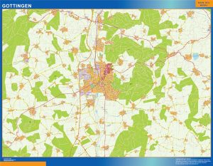 Mapa Gottingen en Alemania plastificado gigante
