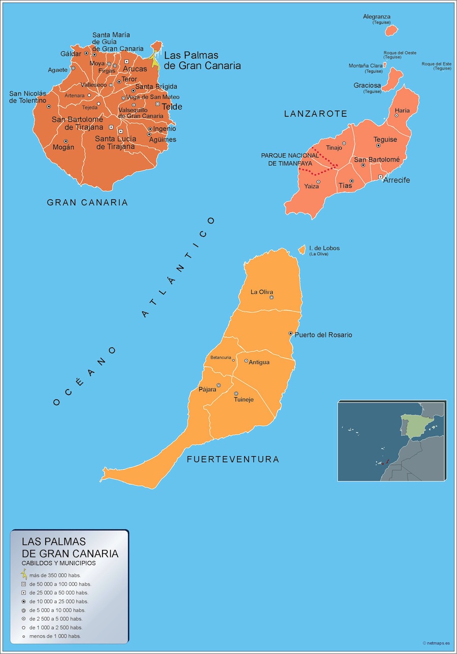 Mapa Las Palmas Gran Canaria por municipios plastificado gigante 1 ...