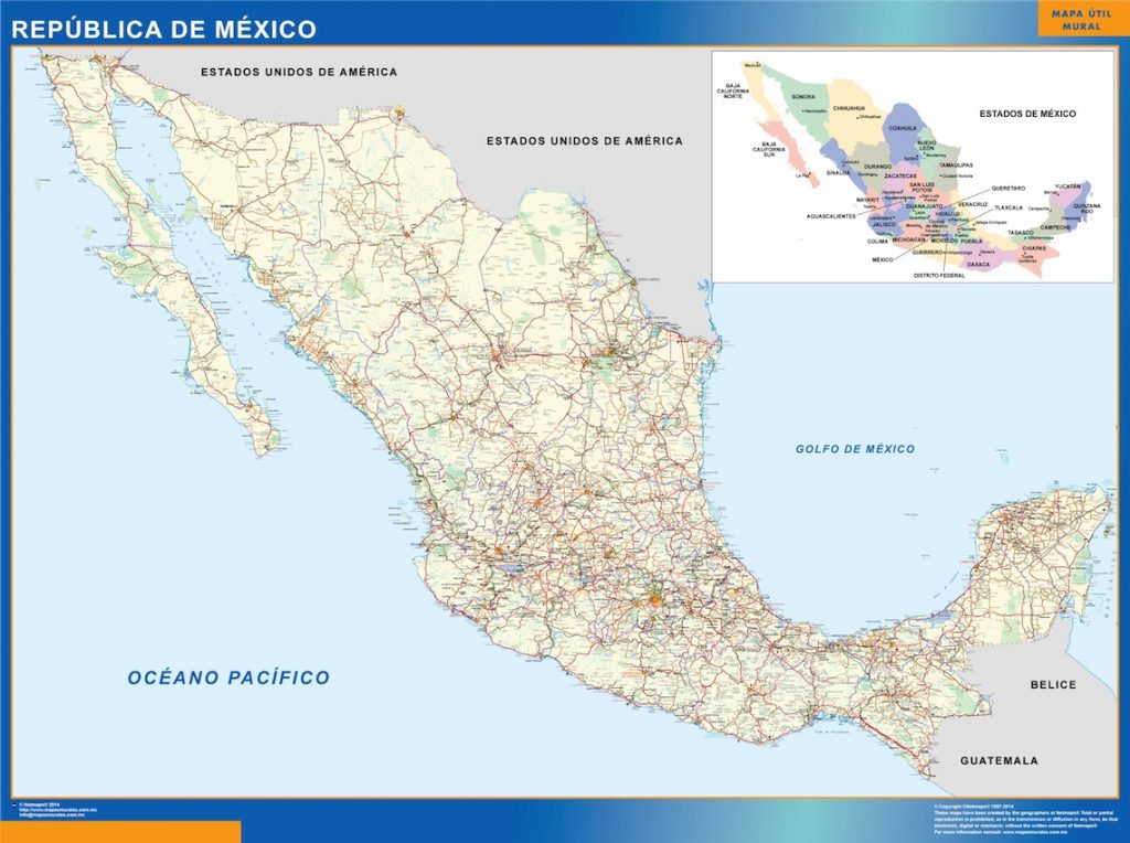 Mapa Mexico Plastificado Gigante Mapas Para Chile De Pared Murales 2454