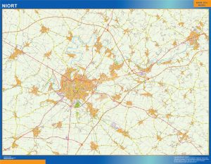 Mapa Niort en Francia plastificado gigante