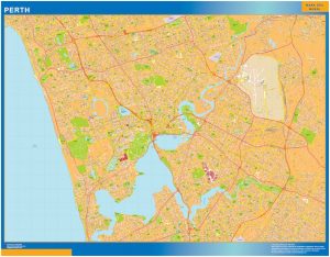 Mapa Perth Australia plastificado gigante