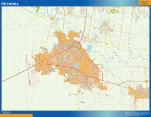 Mapa Reynosa en Mexico plastificado gigante