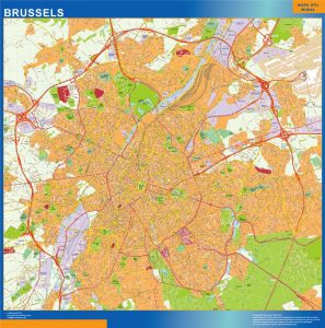 Mapa de Bruselas en Bélgica plastificado gigante