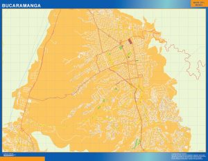 Mapa de Bucaramanga en Colombia plastificado gigante