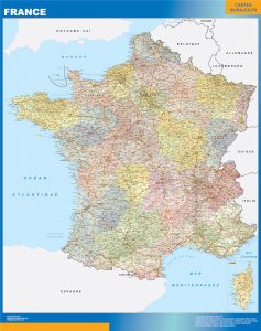 Mapa de Francia politico plastificado gigante