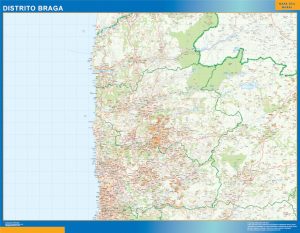 Mapa distrito Braga plastificado gigante