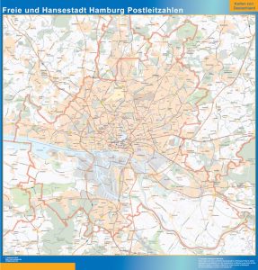 Mapa región Hamburgo codigos postales plastificado gigante