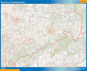 Mapa región Sachsen codigos postales plastificado gigante