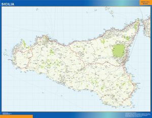 Mapa región Sicilia plastificado gigante